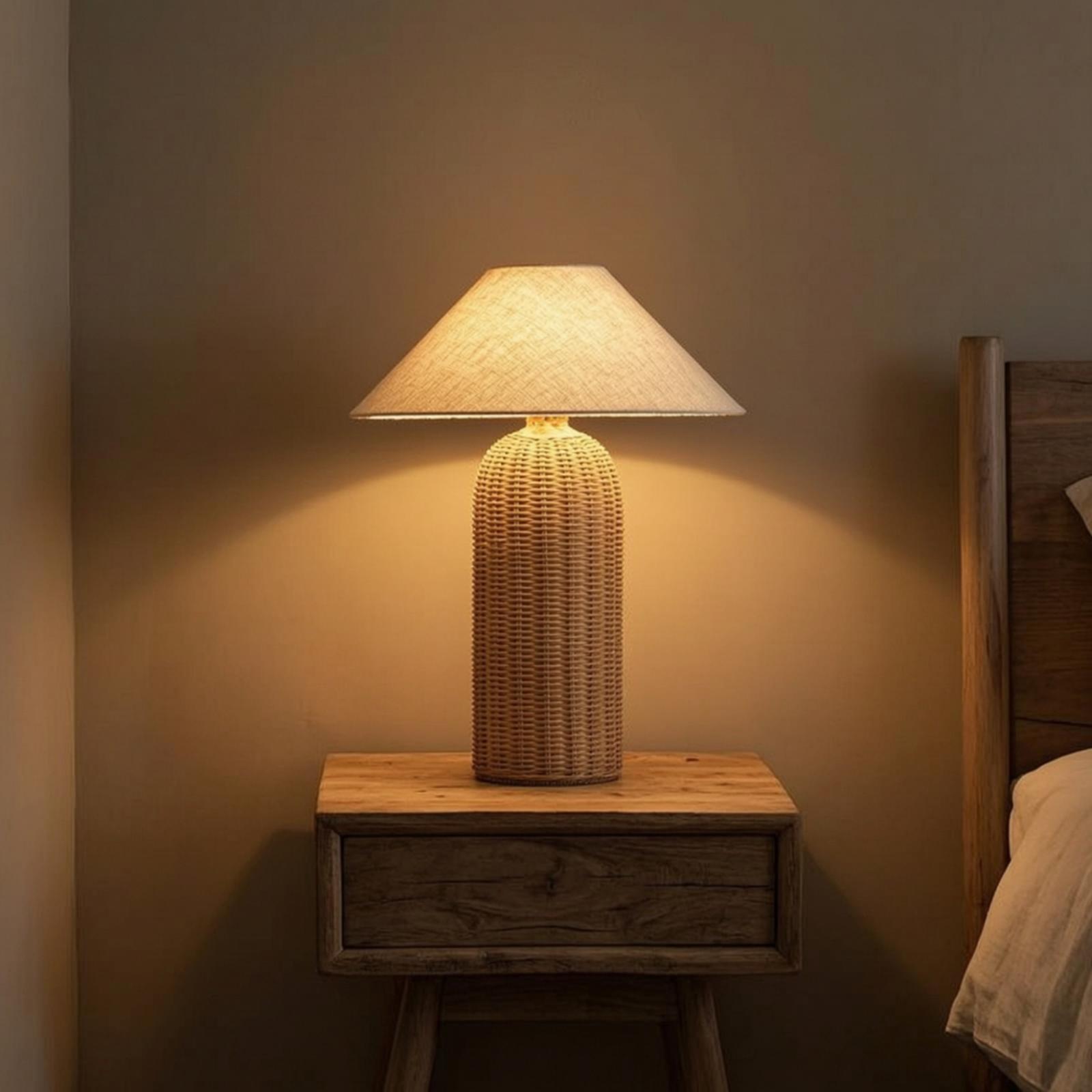 Bedlampje met rotan voet en st - Desk Setup Lamp recensie en prijs